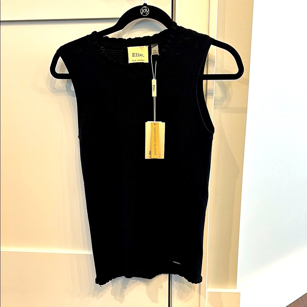 NWT Elie Tahari Sleeveless Top, Black, Size Medium